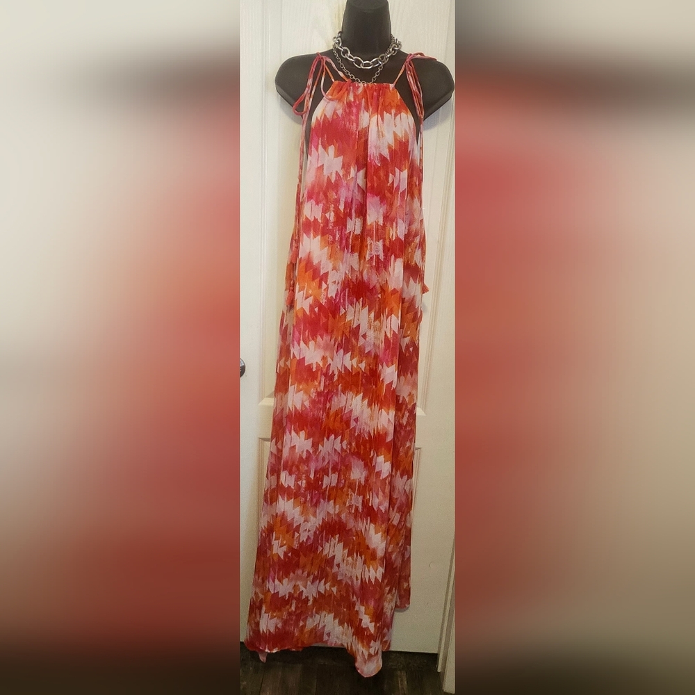 Show Me Your MuMu Pink and Orange Maxi Dress Size Small EUC